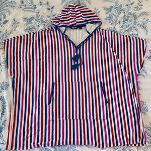 Lands End women’s plus size swimsuit coverup, Terry Striped Hooded dress